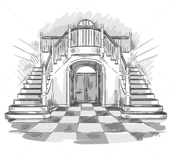 GraphicRiver Spacious Hall and Staircase Drawing 9161756 GraphicRiver Spacious Hall and Staircase Drawing 9161756