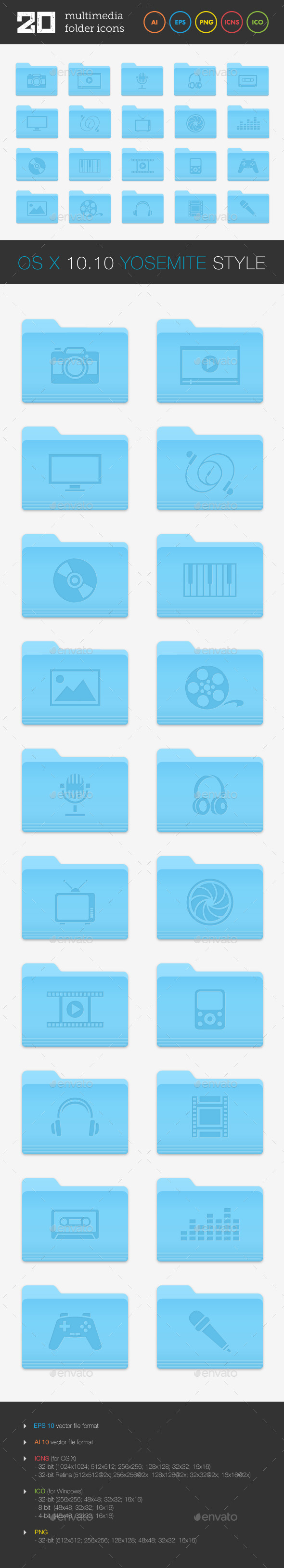 GraphicRiver Multimedia Folder Icons Set 9162188 GraphicRiver Multimedia Folder Icons Set 9162188
