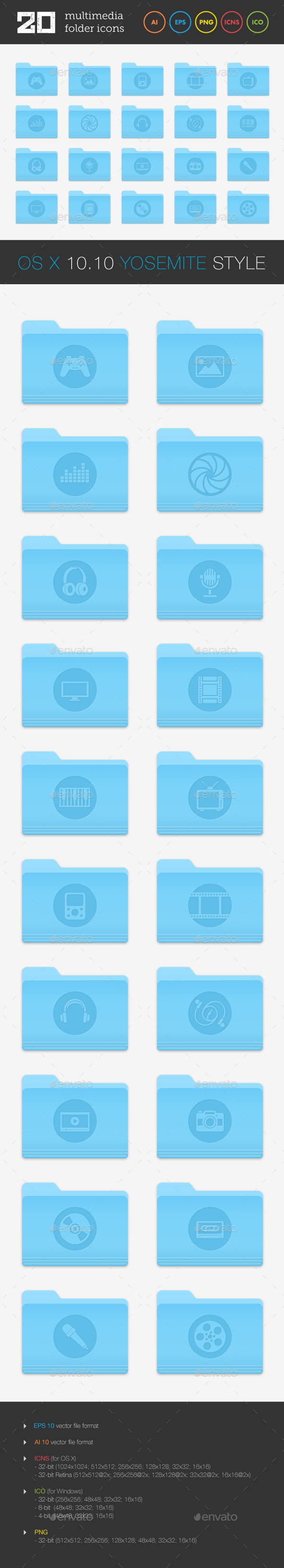 GraphicRiver Multimedia Folder Icons Set 9162195 GraphicRiver Multimedia Folder Icons Set 9162195
