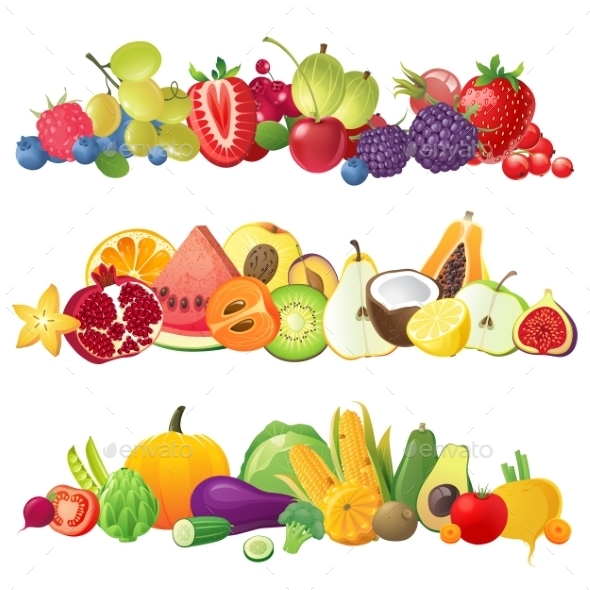 GraphicRiver Fruits Vegetables and Berries Borders 9164289 GraphicRiver Fruits Vegetables and Berries Borders 9164289