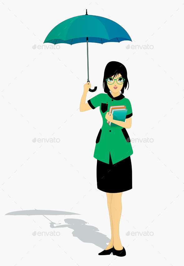 GraphicRiver Student Holding an Umbrella 9164439 GraphicRiver Student Holding an Umbrella 9164439