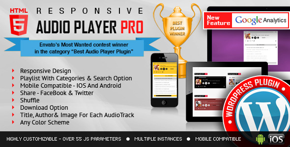 Responsive HTML5 Audio Player PRO WordPress Plugin Responsive HTML5 Audio Player PRO WordPress Plugin