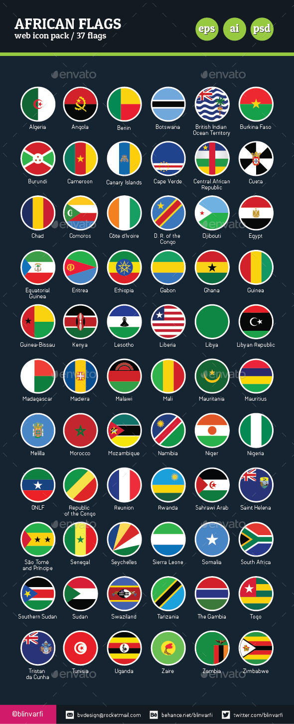 African Flags Vector Flat & Glossy African Flags Vector Flat & Glossy