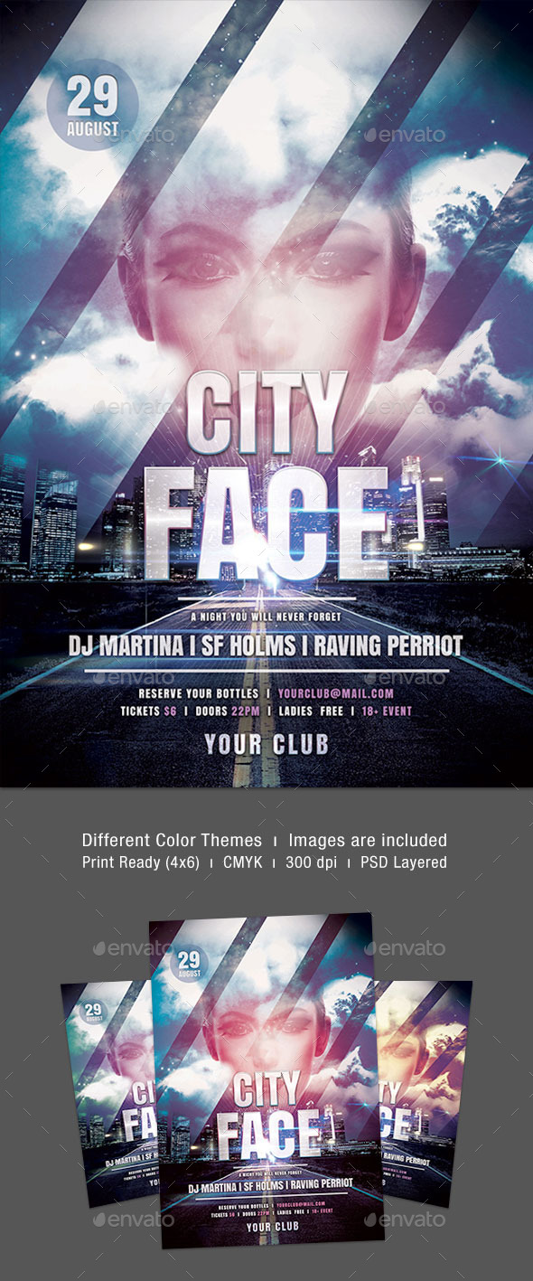 City Face Flyer - Clubs & Parties Events