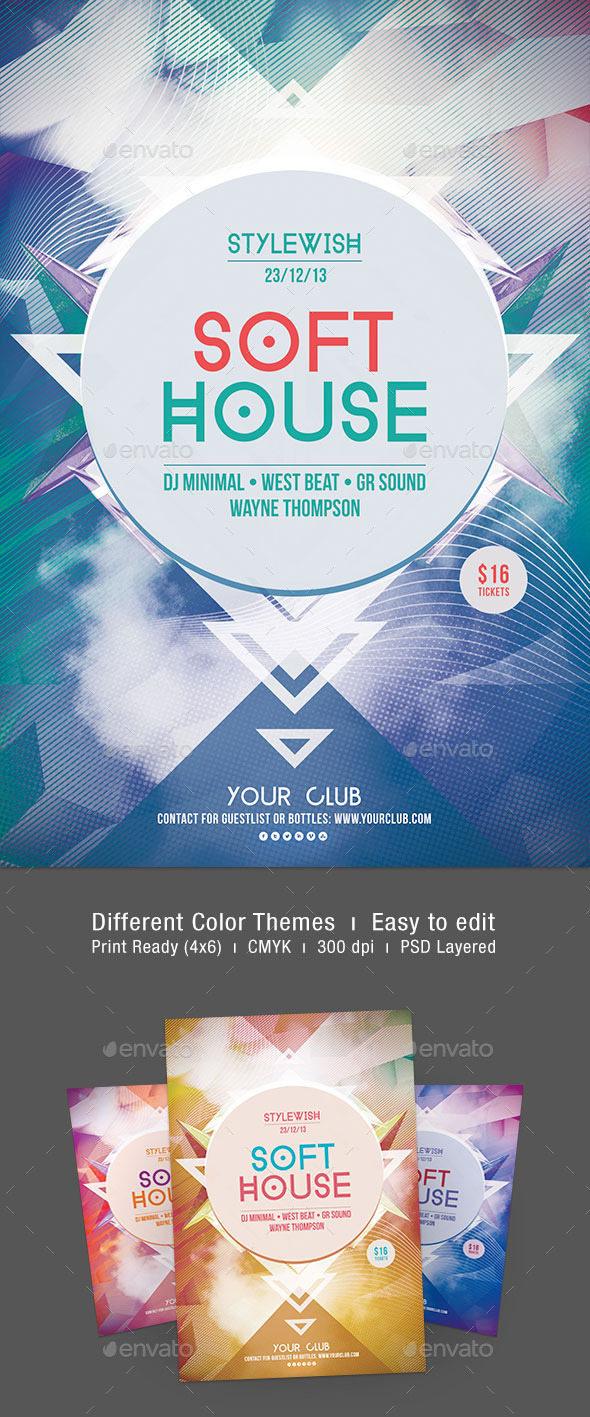 Soft House Flyer - Clubs & Parties Events