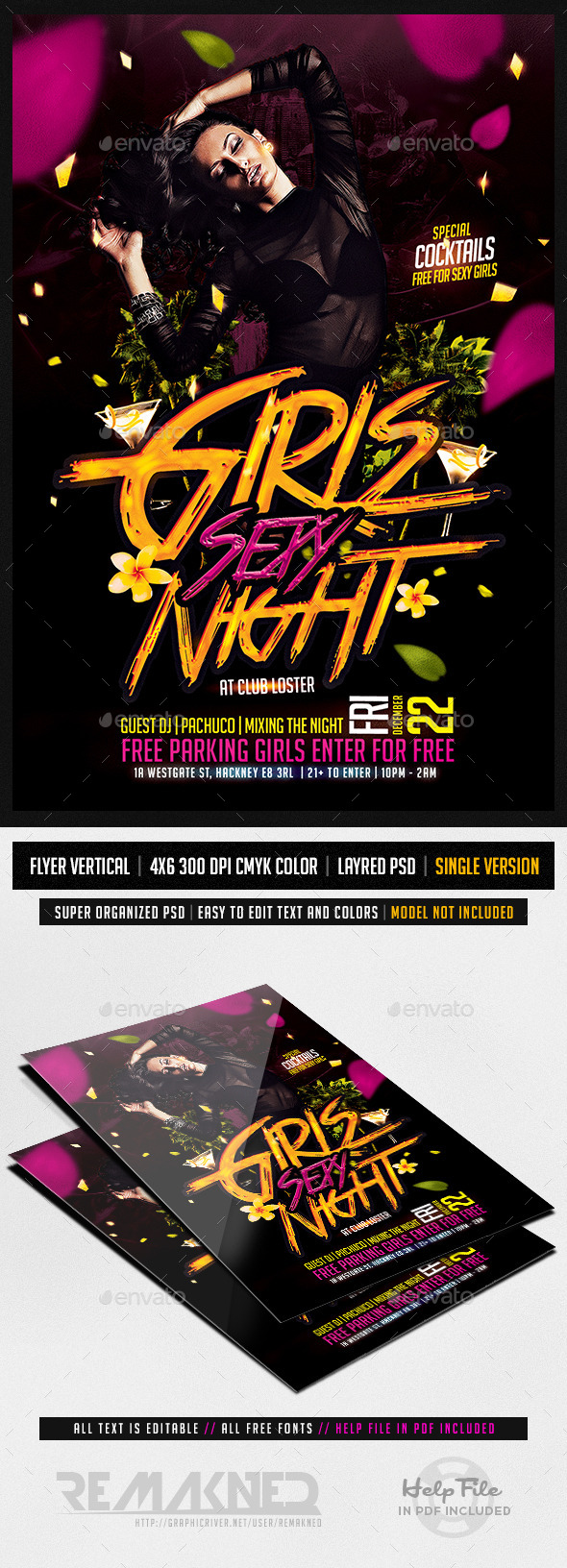 Girls Sexy Night | Flyer Template PSD (Clubs & Parties)