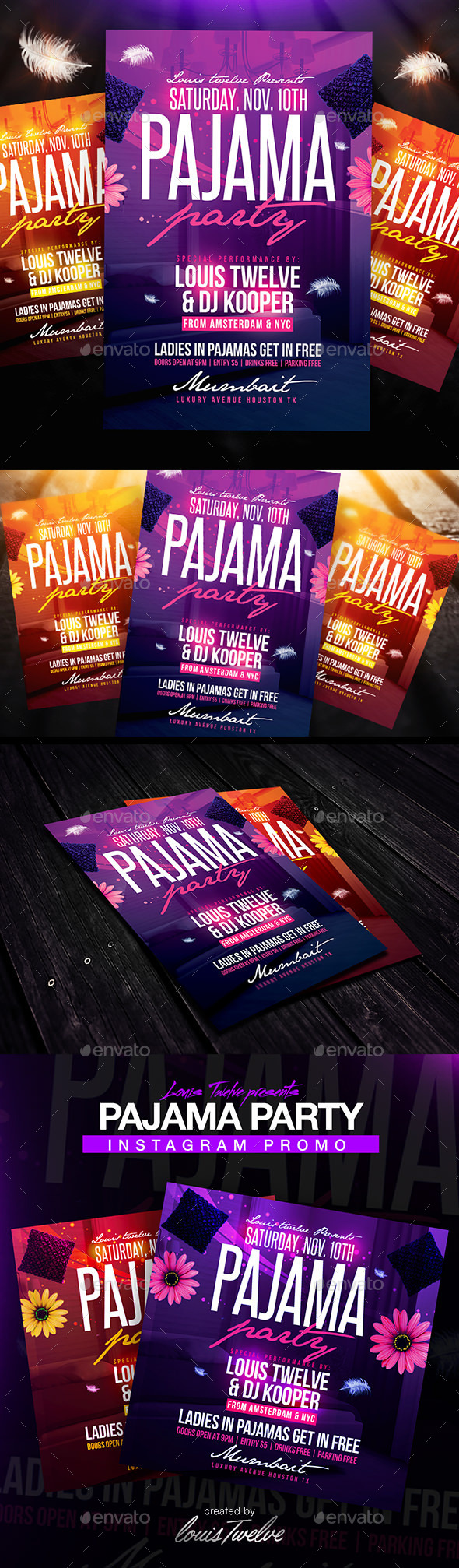 Pajama Party Flyer + Instagram Promo (Clubs & Parties)