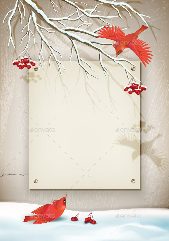 GraphicRiver Winter Landscape with Birds 9173419 GraphicRiver Winter Landscape with Birds 9173419