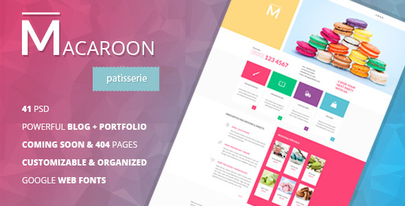 ThemeForest Macaroon Creative Patisserie PSD Template 9060830 ThemeForest Macaroon Creative Patisserie PSD Template 9060830