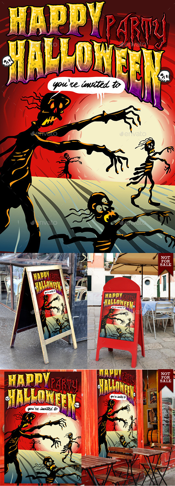 Poster Invite for Halloween Party with Zombies Poster Invite for Halloween Party with Zombies