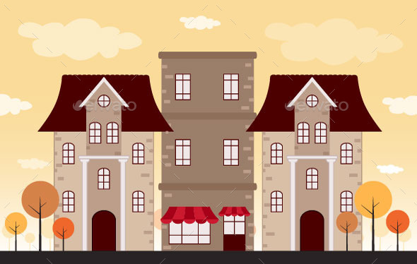 GraphicRiver Town in Autumn 9175638 GraphicRiver Town in Autumn 9175638