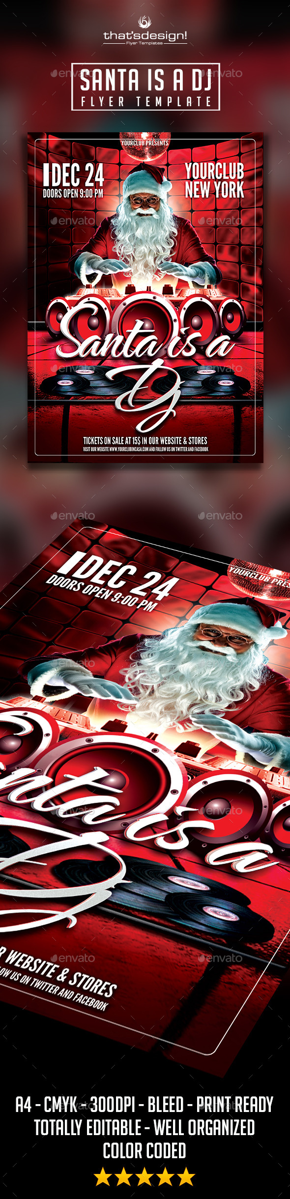 Santa is a DJ Flyer Template - Clubs & Parties Events