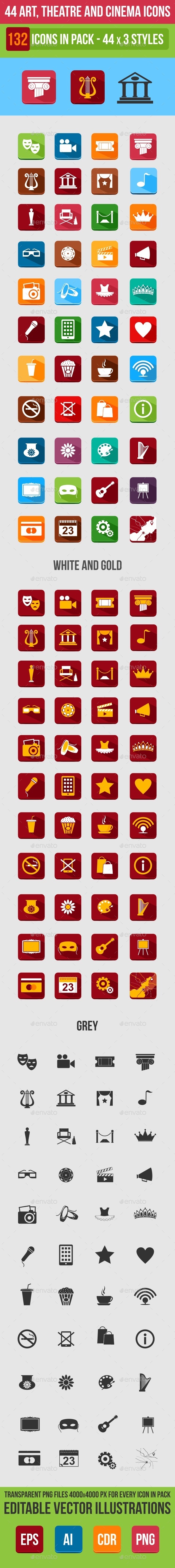 GraphicRiver 44 Art Theater and Cinema Flat Icons 9176170 GraphicRiver 44 Art Theater and Cinema Flat Icons 9176170
