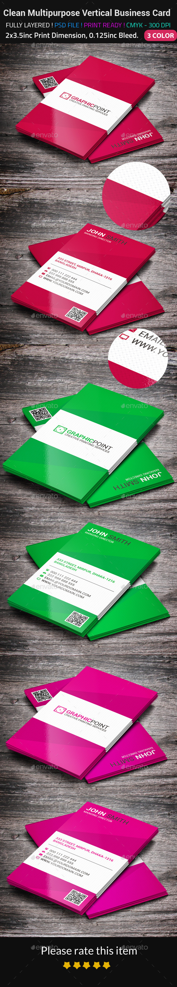  Clean Multipurpose Vertical Business Card (Corporate)