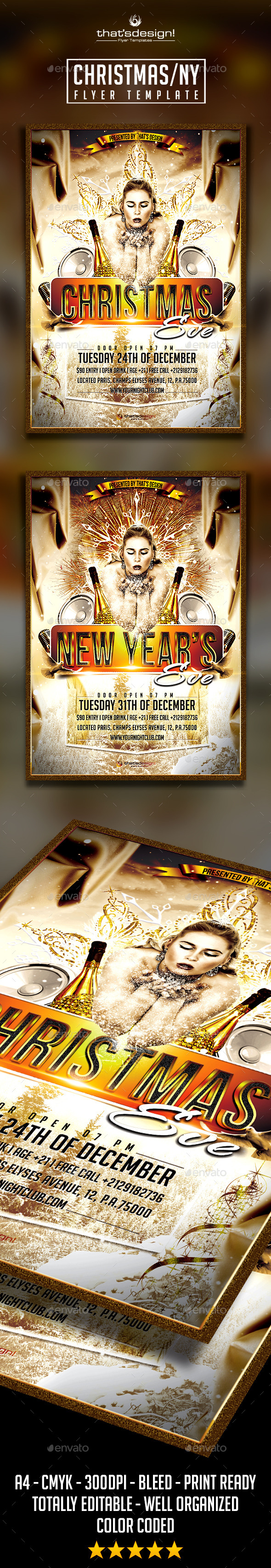 Christmas / New Year Flyer Template - Holidays Events