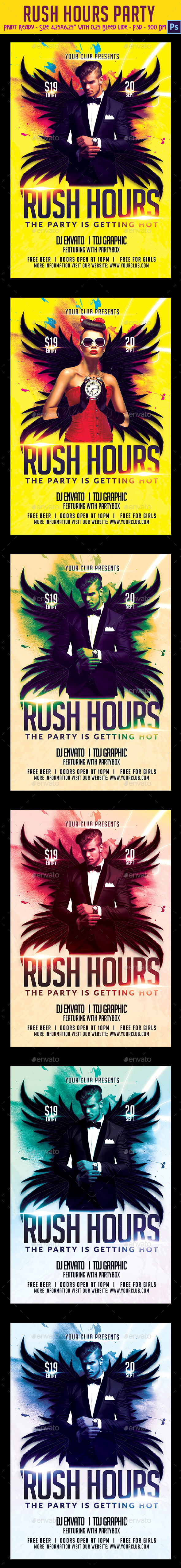 Rush Hours Party Flyer (Clubs & Parties)