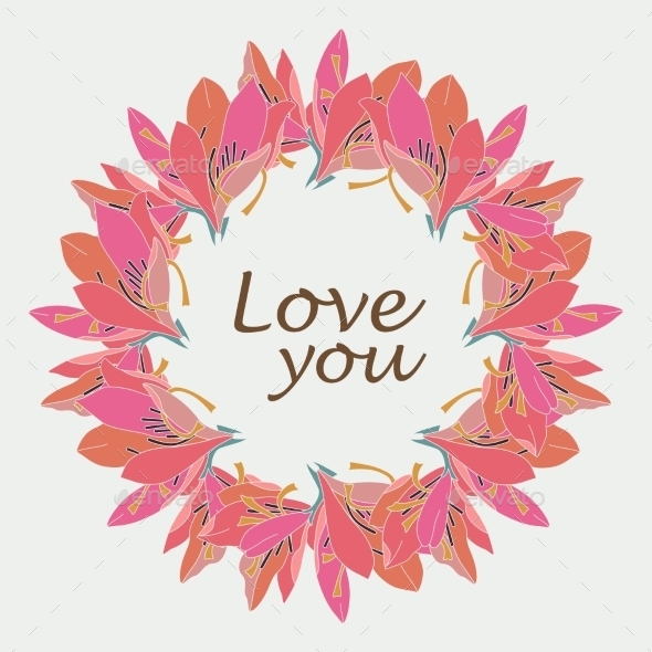 Vector Ring of Lily Flowers Vector Ring of Lily Flowers