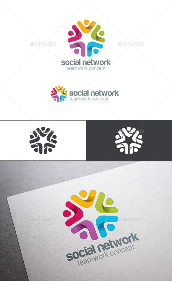 Social Team Work Web Media Logo (Abstract)