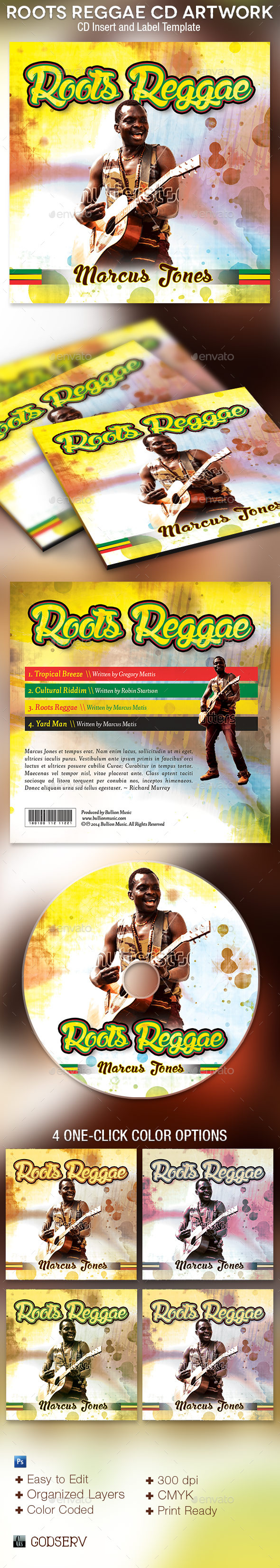 Roots Reggae CD Artwork Photoshop Template