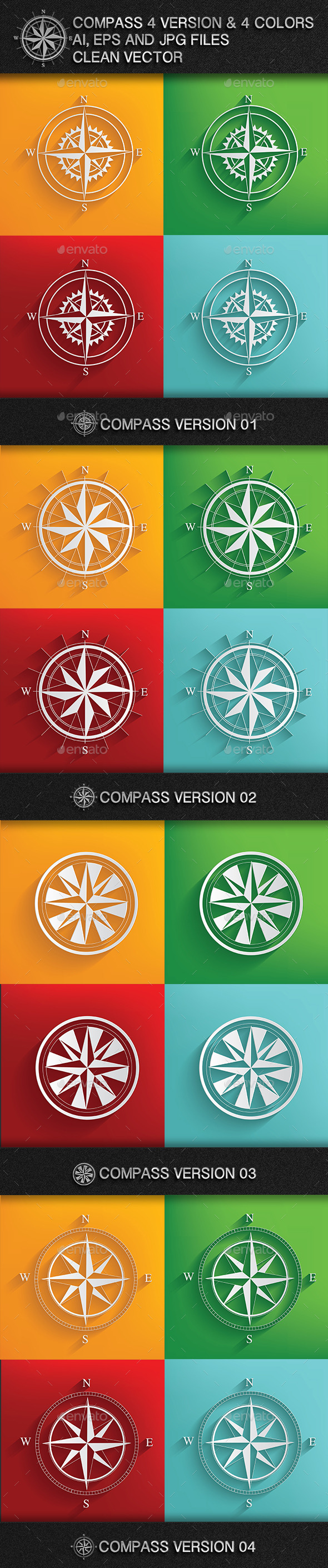 GraphicRiver 4 Compass & 4 Colours 9180182 GraphicRiver 4 Compass & 4 Colours 9180182