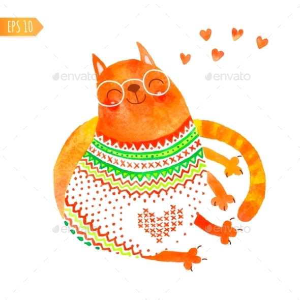 GraphicRiver Watercolor Cat 9180224 GraphicRiver Watercolor Cat 9180224