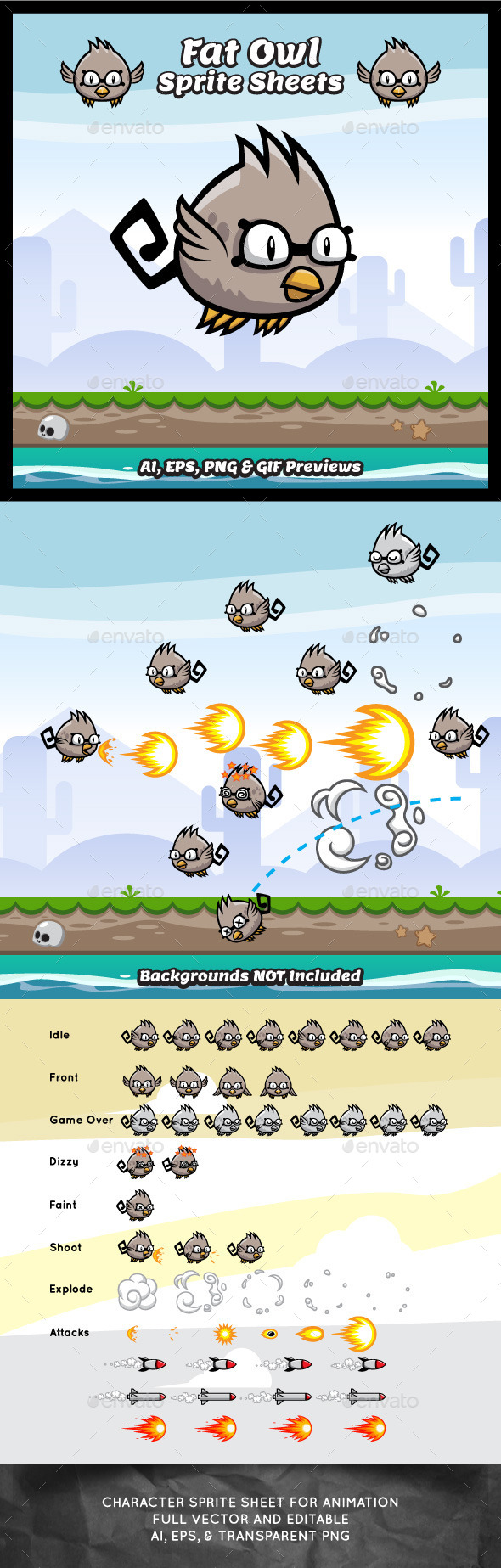 GraphicRiver Fat Owl Sprite Sheets 9182894 GraphicRiver Fat Owl Sprite Sheets 9182894