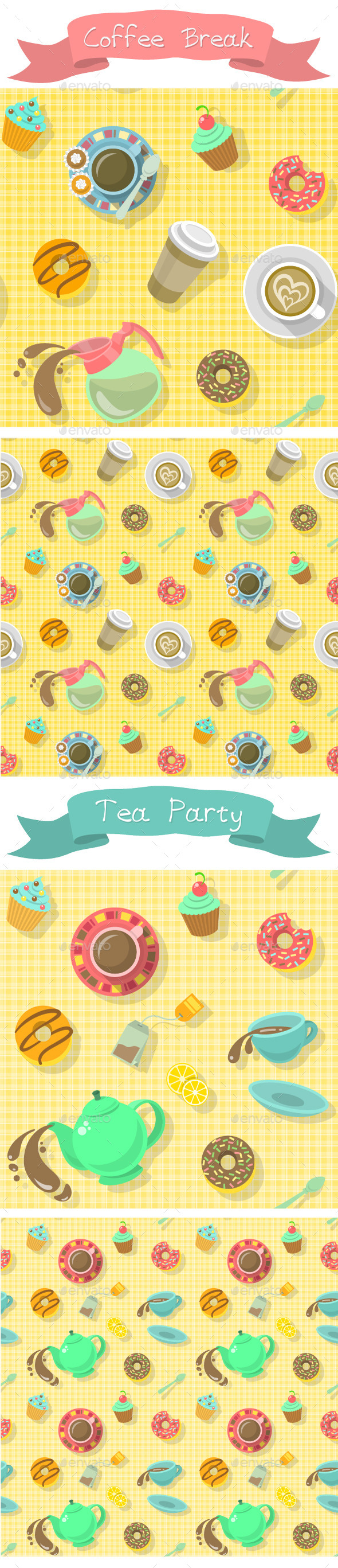 GraphicRiver Coffee Break and Tea Party Patterns 9183704 GraphicRiver Coffee Break and Tea Party Patterns 9183704