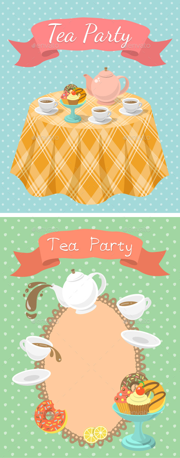 GraphicRiver Tea Party Illustrations 9184214 GraphicRiver Tea Party Illustrations 9184214