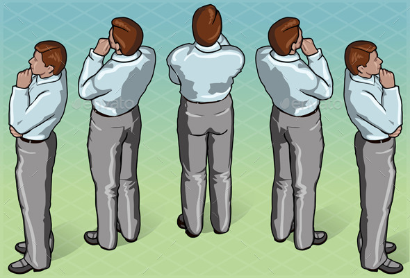 GraphicRiver Isometric Thoughtful Standing Man in Rear View 9185523 GraphicRiver Isometric Thoughtful Standing Man in Rear View 9185523