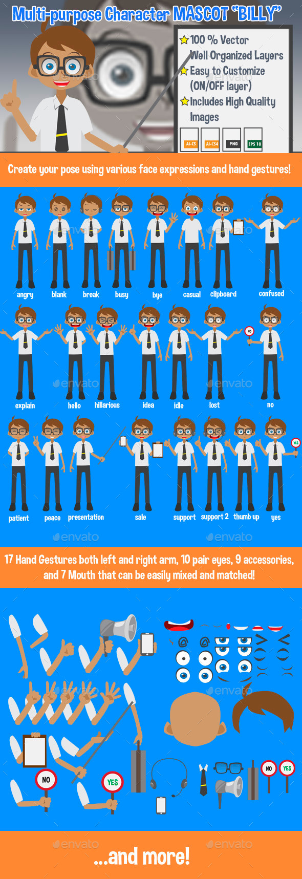 GraphicRiver Multipurpose Cartoon Character Mascot Billy 9187303 GraphicRiver Multipurpose Cartoon Character Mascot Billy 9187303