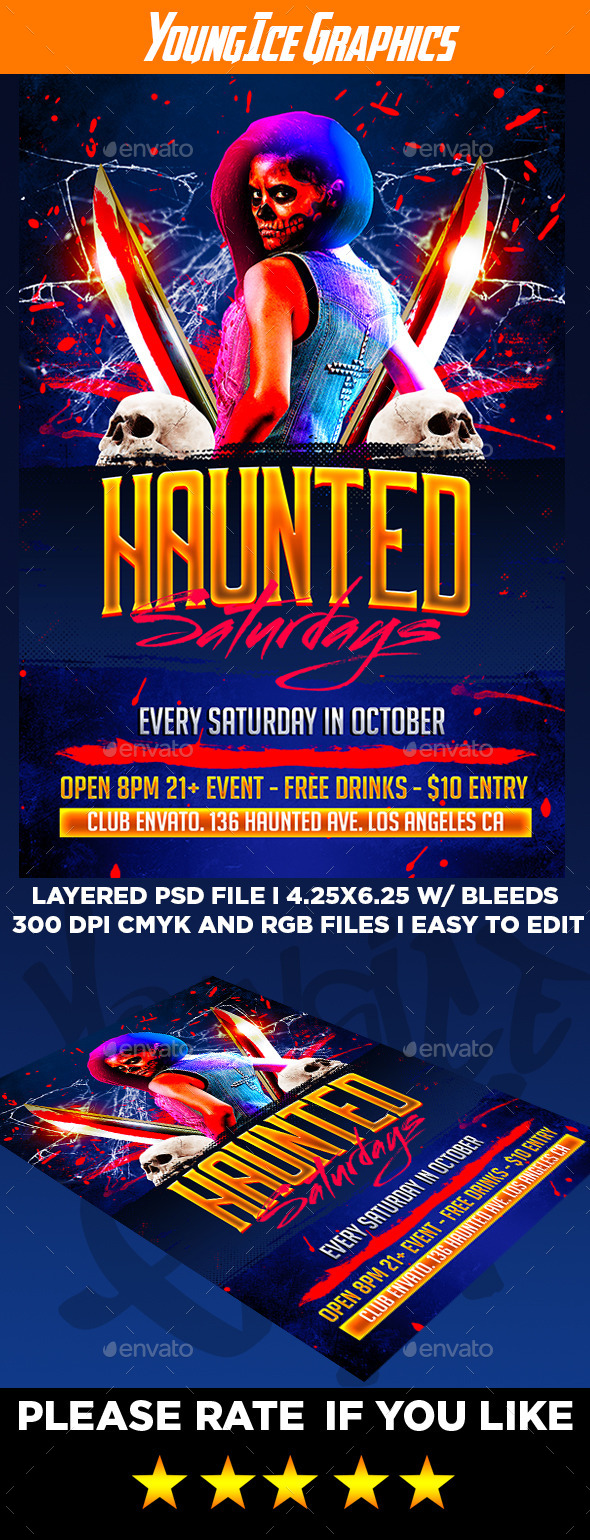 Haunted Saturdays Flyer Template (Clubs & Parties)