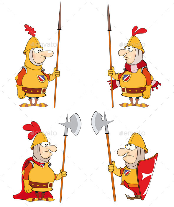 GraphicRiver Set of Cartoon Knights 9188675 GraphicRiver Set of Cartoon Knights 9188675