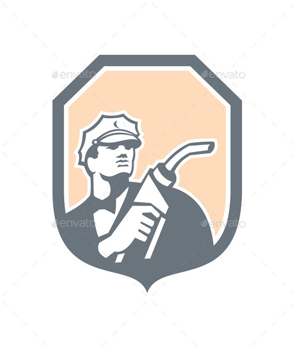 GraphicRiver Gasoline Attendant Fuel Pump Nozzle Shield Retro 9189764 GraphicRiver Gasoline Attendant Fuel Pump Nozzle Shield Retro 9189764