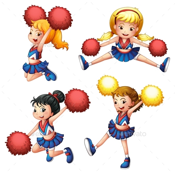 GraphicRiver Four Cheerdancers with their Pompoms 9189837 GraphicRiver Four Cheerdancers with their Pompoms 9189837