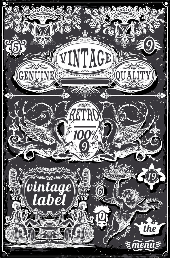 Vintage Hand Drawn Blackboard Banners and Labels Vintage Hand Drawn Blackboard Banners and Labels