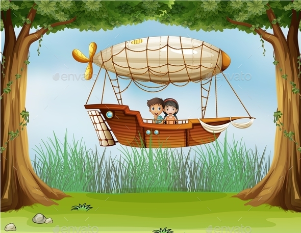 Kids Riding in an Airship Kids Riding in an Airship