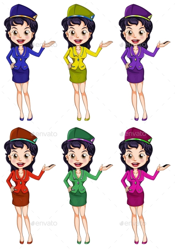 GraphicRiver Air Hostess with Different Uniforms 9191026 GraphicRiver Air Hostess with Different Uniforms 9191026