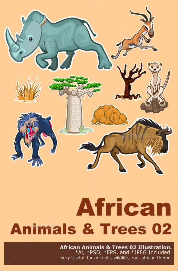 GraphicRiver Africa Animals & Trees Collection Set 02 9192401 GraphicRiver Africa Animals & Trees Collection Set 02 9192401