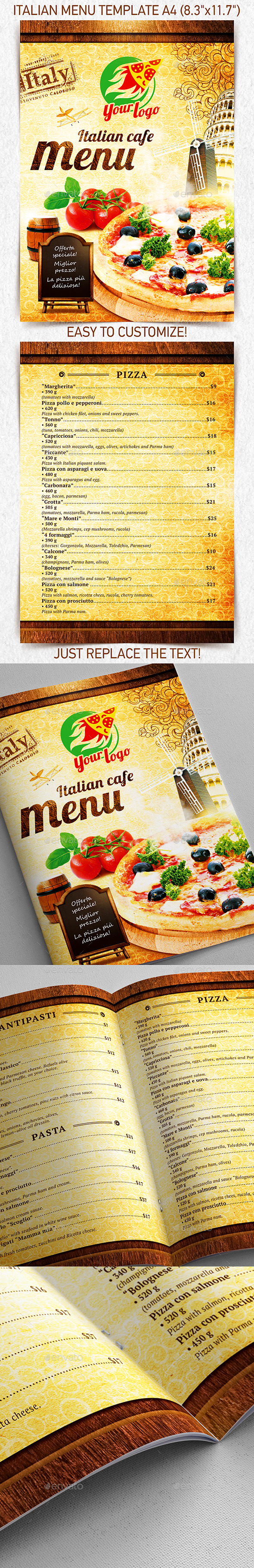 Italian Menu Template vol.1 - Food Menus Print Templates