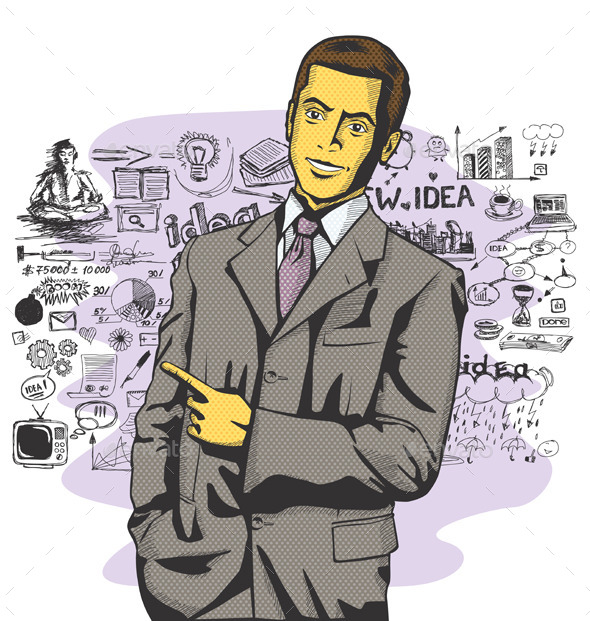 GraphicRiver Vector Business Man Show Something With Finger 9194241 GraphicRiver Vector Business Man Show Something With Finger 9194241