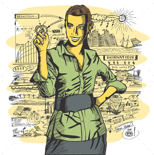 GraphicRiver Vector Business Woman Writing Something 9194243 GraphicRiver Vector Business Woman Writing Something 9194243