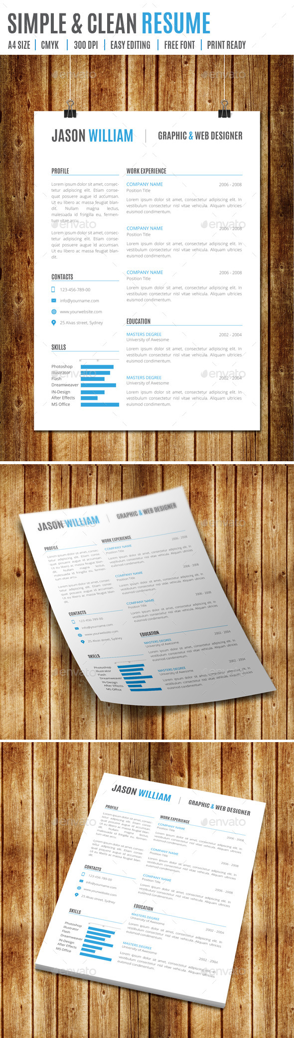 GraphicRiver Simple & Clean Resume 9194257 GraphicRiver Simple & Clean Resume 9194257