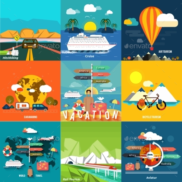 GraphicRiver Traveling and Planning a Summer Vacation 9195691 GraphicRiver Traveling and Planning a Summer Vacation 9195691