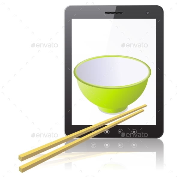 GraphicRiver Tablet PC Computer with Mug with Wooden Chopsticks 9196945 GraphicRiver Tablet PC Computer with Mug with Wooden Chopsticks 9196945