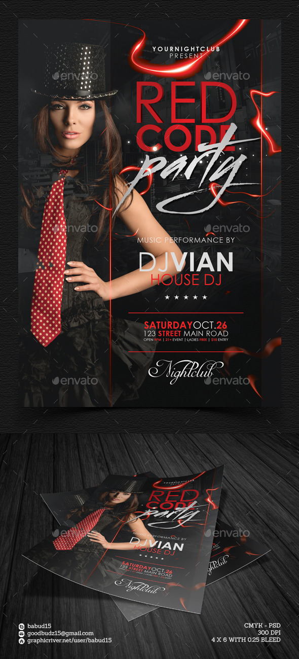 Red Code Party Flyer Template (Events)