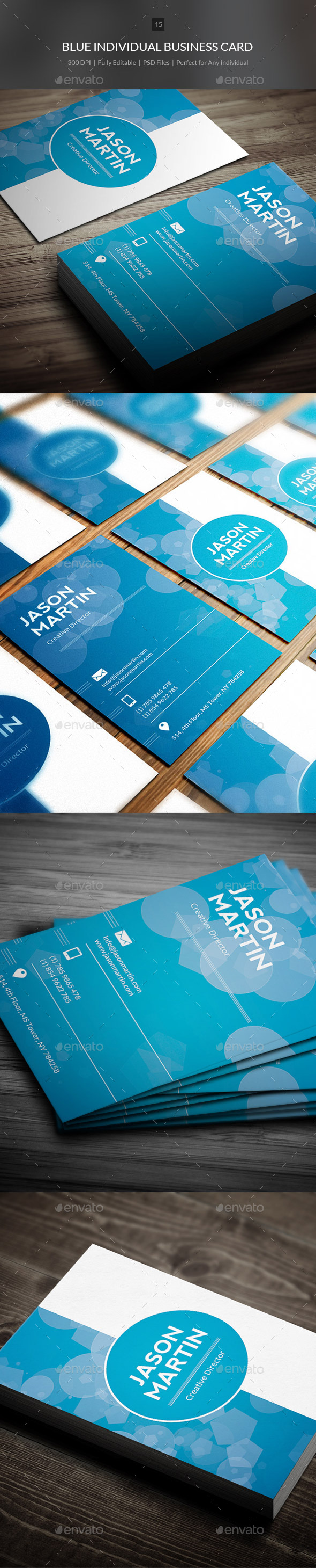 Blue Individual Business Card - 15 (Creative)