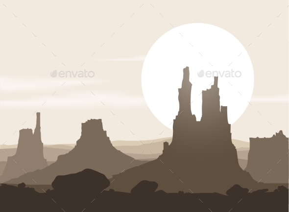 GraphicRiver Lifeless Landscape with Mountains over Sunset 9198974 GraphicRiver Lifeless Landscape with Mountains over Sunset 9198974