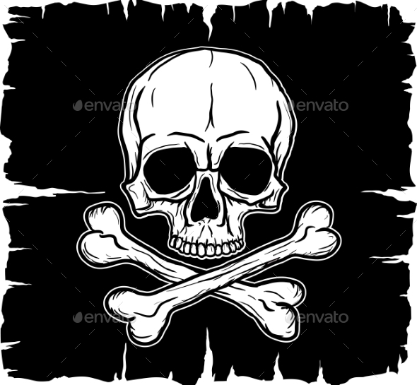 Skull and Crossbones over Black Flag