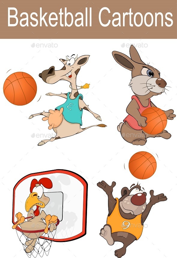 Basketball Cartoons 1 (Vectors)