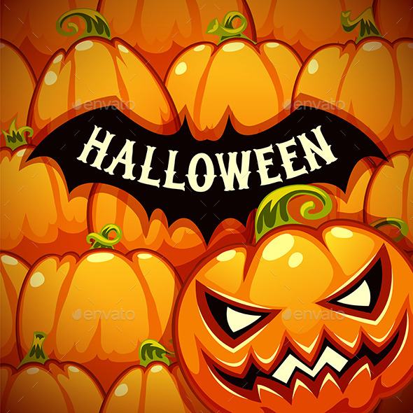 GraphicRiver Halloween Poster With Bat Silhouette on the Pumpkin 9178493 GraphicRiver Halloween Poster With Bat Silhouette on the Pumpkin 9178493